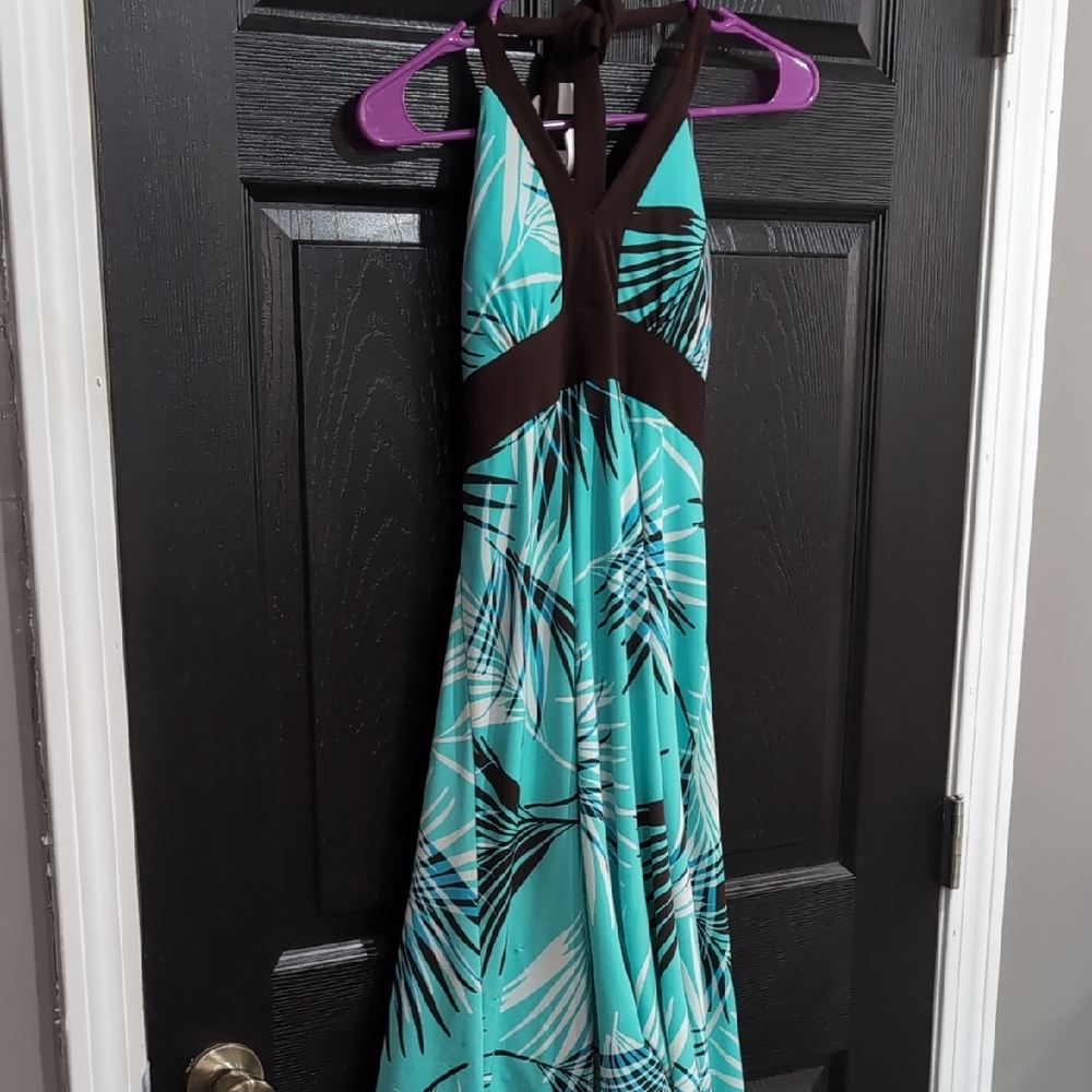 Tropical Halter Maxi Dress